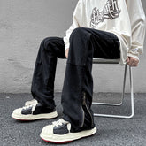 High Street Straight Black Jeans America y2k Design Hip Hop Denim Pants Zipper Casual Trousers